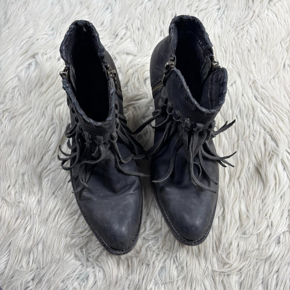 Liberty Black Women's 8 Black Leather Fringe Alice Boots Western Boho Stagecoach - Picture 3 of 8